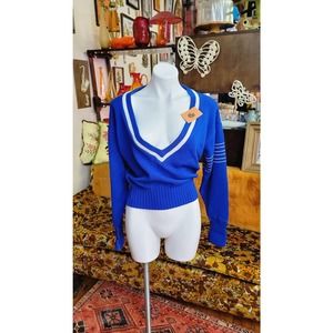 M/L vintage 70s/80s blue Dehlen cheer sweater